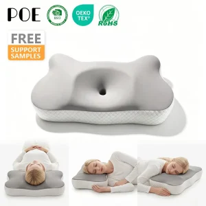 Custom Logo Orthopedic Ergonomic Cervical Memory Foam Pillow Contour Neck Support Pillow for Textile Retail Stores