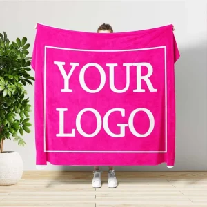 Custom Logo Plush Blanket Double Sided Branded Throw Blankets With Custom Print Designs Available