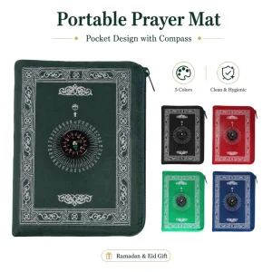 Custom Logo Portable Foldable Muslim Prayer Mat with Compass Waterproof Travel Prayer Rug Janamaz Musalla Islamic Gift