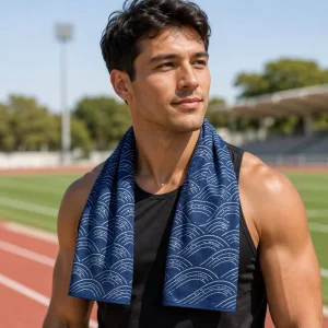 Custom Logo Printed Microfiber Neck Instant Cooling Sport Chill Towel Lightweight Soft Super Absorbent Sport Stripe Cool Towels