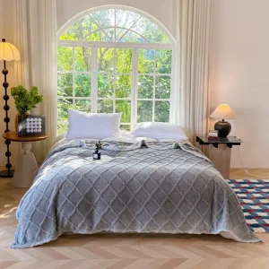 Custom Logo Printed Sherpa Throw Blanket Home Bedding Travel & Outdoor Use 100% Polyester Eco-Friendly
