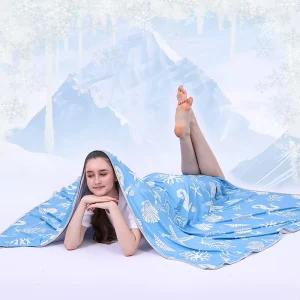Custom Logo Printed Soft Portable Weighted Cooling Blanket for Hot Sleepers Summer Use