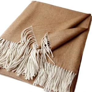 Custom Logo Pure Color Soft Warm Winter Throw Blanket Dot Solid Striped Pattern Cashmere Wool Pashmina Bedding for Bed Sofa Bed