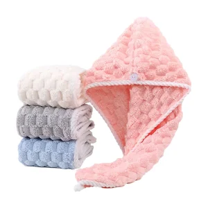 Custom Logo Quick-Dry Antimicrobial Eco-Friendly Hypoallergenic Microfiber Coral Fleece 65x25cm Hair Towel