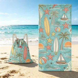 Custom Logo Quick Dry Eco Friendly Super Soft Beach Towel Gift for Pool Parties Microfiber High Absorbent Beach Towel Bag