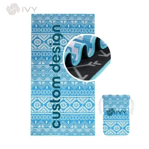 Custom Logo Quick Dry Microfiber Beach Towel Sand Free Waffle Weave Sublimation Printed Towel
