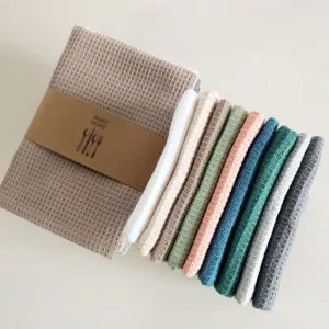 Custom Logo Reusable Washable Cotton Waffle Weave Kitchen Towel Dish Cleaning Cloths 100% Cotton Hand Towels