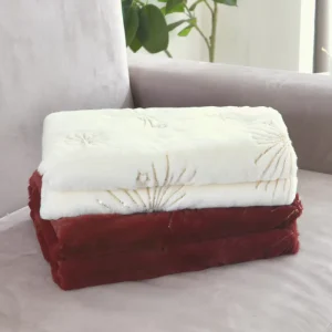 Custom Logo Reversible Polyester Plush Embroidery Adult Other Sherpa Flannel Fleece Bed Throw Blanket