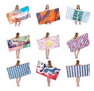 Custom Logo Sand-Free Printed Quick-Dry Highly Absorbent UV Protection Polyester Beach Towel