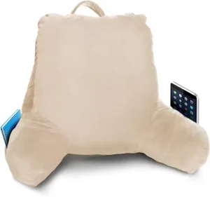 Custom Logo Shredded Memory Foam Reading Pillow Solid Pattern Beige Cream Bed Rest for Sitting Reading Bed