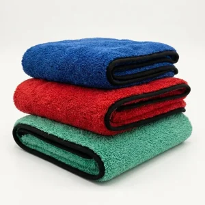 Custom Logo Silk Edged Microfiber Coral Fleece Towels 600GSM Scratch Free Car Detailing Cleaning Cloth