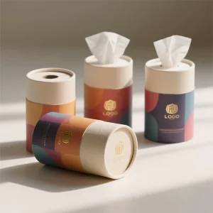 Custom Logo Size Premium Recyclable Cardboard Round Craft Household Goods Personal Care Packaging Car Facial Tissue Paper Tube
