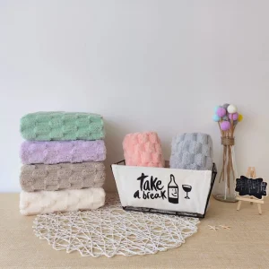 Custom Logo Soft High Absorbent Coral Velvet Jacquard Microfiber Towel for Home or Hotel Bathroom Bath Washcloths for Adults