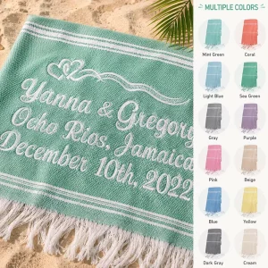 Custom Logo Soft Multi Colored 100% Cotton Turkish Bath Beach Towels 100*180cm Large Stripe Beach Towel