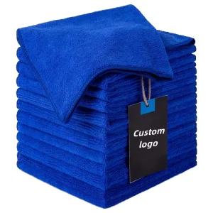 Custom Logo Square Quick Dry Warp Knitted Black Microfiber Absorbent Cleaning Cloth Towel for Car and Vehicle Use