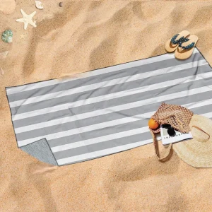 Custom Logo Striped Beach Towel Quick Dry Personalized Design Sand Free Recycled Microfibre Towels for Beach