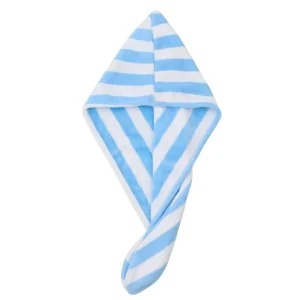 Custom Logo Striped Microfiber Hair Turban Wrap Fast Drying Absorbent Hair Towel Cap for Women Bulk Supplier