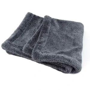 Custom Logo Super Plush 40x60cm Stealth Grey Microfiber Drying Towel Thickened Double Layer Duo Twist High Water 1400GSM
