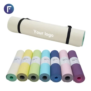 Custom Logo TPE Yoga Mat Gymnastic Pilates Sports Exercise Mats Water Stain Resistant 4-20mm Thickness Carrying Strap