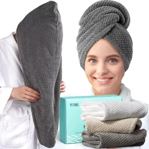 Custom Logo Thickened Hooded Waffle Weave Microfiber Hair Towel Quick-Dry Solid Color Woven Towel
