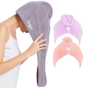 Custom Logo Turban Head Wrap Bathing Tools Microfibre After Shower Hair Drying Wrap Women Girl Towel Quick Dry Hair Hat Cap