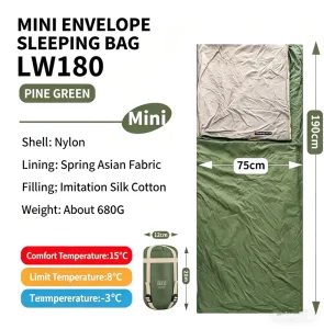 Custom Logo Ultralight Portable Mini Summer Envelope Nylon Down Cotton Machine Washable Outdoor Camping Sleeping Bag