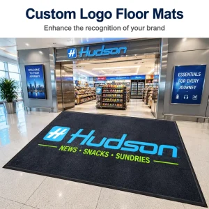 Custom Logo Welcome Mat for Front Door Printed Rubber Floor Carpet for Commercial Entrance Personalized Outdoor Doormat