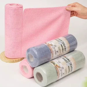 Custom Logo and Packing Multi Purpose Absorbent Tear Off Edgeless Microfibre Towel Roll Rag Kitchen Microfiber Cleaning Cloth
