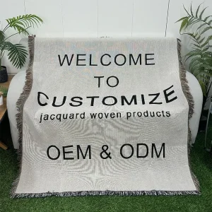 Custom Logo design Personalized Tapestry Blanket Boho Rugs Woven Jacquard Blanket
