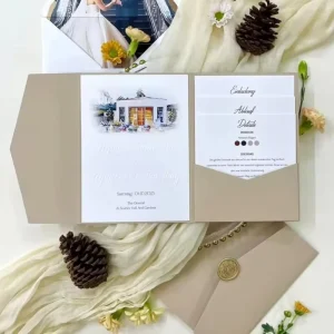 Custom Luxury Embossed Greeting Card Invitation Suite with Tissue Paper Envelope RSVP for Business Galas & Dinners