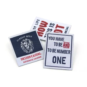 Custom Luxury End Fold Cloth Cotton Label Private Brand Logo Tag High Density Damask Neck Sewing Fabric Woven Label For Clothing
