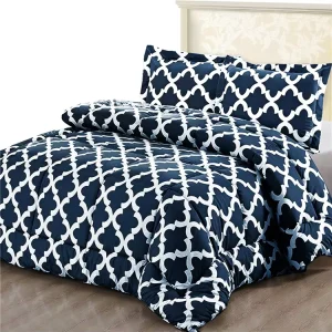 Custom Luxury European Modern Simplicity Blue Soft Woven Polyester Invisible Zipper Duvet Cover Sets