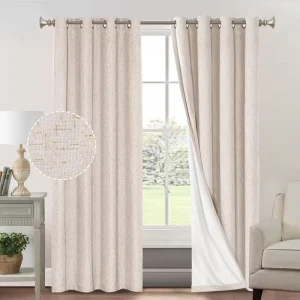 Custom Luxury Full Blackout Curtains Faux Linen Window Curtains for Living Room Bedroom Home Decor