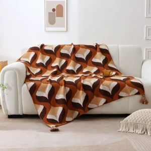 Custom Luxury Jacquard Acrylic Knitted Throw Blanket Eco Friendly Super Soft Warm Cozy Home Korean Style Sofa Bed Winter Blanket