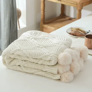 Custom Luxury Jacquard Chenille 100% Polyester All-Season Soft Cozy Knit Blanket for Home Fall Decorations