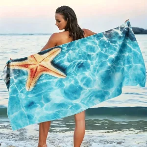 Custom Luxury Printed Logo Microfiber Towel Super Absorbent Soft Lightweight Sand Free Quick Dry Beach Towel
