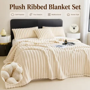 Custom Luxury Soft Thick Ribbed Velvet Plush Throw Blanket Super Cozy Warm High Quality for Bed Sofa Couch Living Room Home
