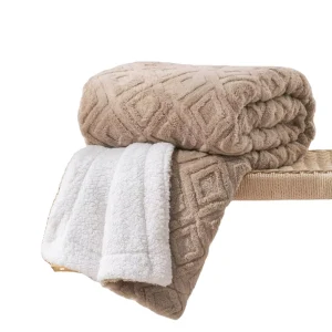 Custom Luxury Warm Fabric Customized Ultra Soft Cozy Soft Lightweight Fuzzy Jacquard Sherpa Throw Fleece Blanket