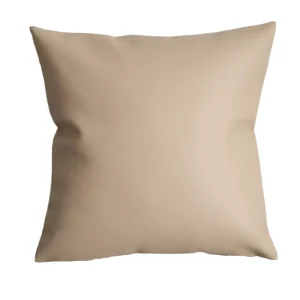 Custom Luxury Warm Sand Faux Leather Soft Square Lumbar Support Sofa Cushion Zipper Closure Removable Washable Cover