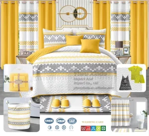 Custom Made Drop De Liten Coton Quilt Bedding Set with Curtains 26 Pieces King Size Wool