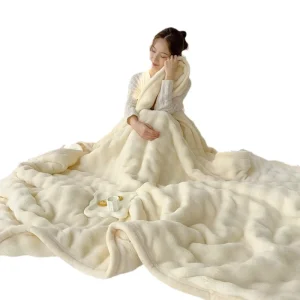 Custom Made Full Size 100% Polyester Thermal Raschel Flannel Luxury Spanish Throw Blanket