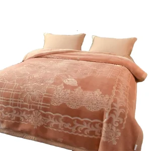 Custom Made Heavy Weight 220*240cm 100% Polyester Solid Raschel Warm Flannel Luxury Spanish Blanket For Bed