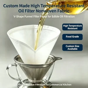 Custom Made High Temperature Resistant Oil Filter Nonwoven Fabric V-Shape Funnel Filter Paper for Edible Oil Filtration