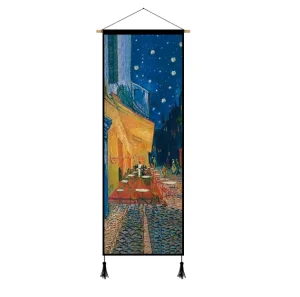 Custom Made Van Gogh Starry Night Tapestry Polyester Fabric Wall Art for Bedroom Living Room Decoration