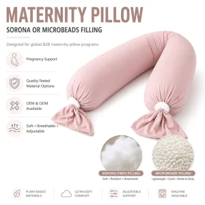 Custom Maternity Pregnancy Pillow Sorona or EPS Microbeads Filling Full Body Support Pillow Removable Cover OEM ODM