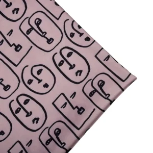 Custom Matte Woven Satin Fabric Shrink-Resistant Wrinkle-Resistant 100% Polyester Abstract Face Digital Print Medium Weight for