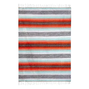Custom Mexico Stripe Art Theme Graduation Reversible Hippie Bohemian Vintage Knitted Large Fringed Cotton Woven Tapestry Blanket