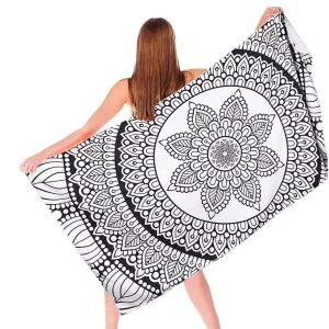 Custom Microfiber Beach Towel Soft Skin Friendly Super Absorbent Quick Dry Sand Free with Elastic Band