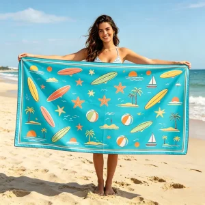 Custom Microfiber Fabrics Sand Free Quick Dry Adult Beach Towel Large Coverage Printing Soft Comfortable Touch Beach Towel