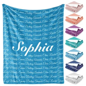 Custom Microfiber Fleece Throw Blanket Personalized Knitted Name Newborn Baby Gift for Kids Sublimation Technique